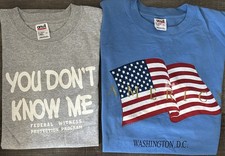 2Pc Set L - US Capital Washington D.C. 💯% Cotton T-Shirt Adult Grey & Blue