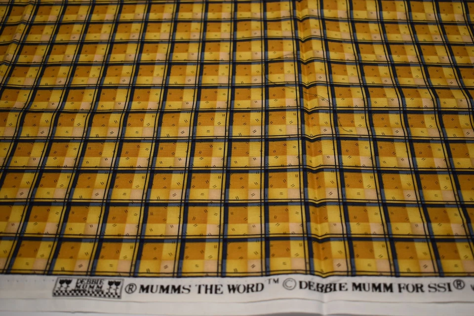 1 yard x 45" yellow blue plaid fabric DEBBIE MUMM ssi MASCULINE fall autumn - Image 2 of 4