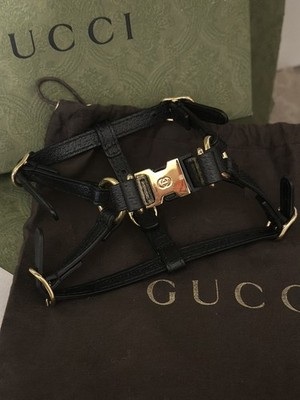 Gucci 692965 Dog Harness W.12/15 Size XS Demetra Dollar Pig Print Black RRP 590