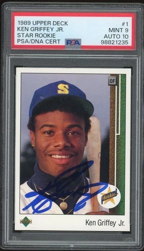 KEN GRIFFEY JR. 1989 UPPER DECK UD RC #1 STAR ROOKIE PSA 9 AUTO 10
