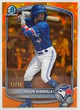 2025 Bowman Draft Sapphire Arjun Nimmala Chrome Orange /25 Blue Jays