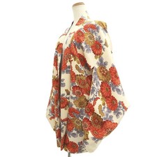 10720D2 Silk Japanese Kimono Haori Jacket Chrysanthemum