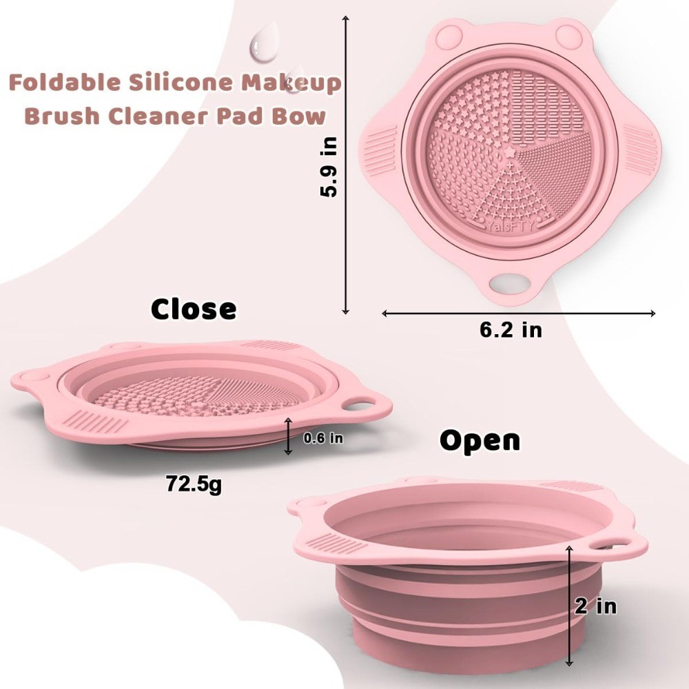 Foldable Silicone Makeup Brush Cleaner Scrubber Pad Mat Portable Cleaning Tool