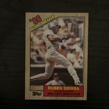 1987 Topps RUBEN SIERRA Record Breaker Rookie Card #6 Texas Rangers. rookie card picture