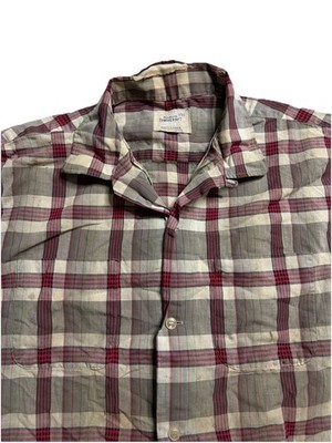 VTG Penneys Shirt Mens Small Orange Loop Collar Towncraft Distressed USA 60s