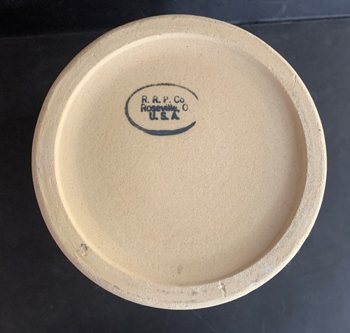 Roseville OH, Ransbottom RRP Co. Pottery 6.25” X 6” Clover Honey Crock, MINT - Picture 7 of 8