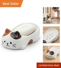 Calico Cat Decorative Soap Dish, Self-Draining Soap Holder Tray for Bathroom