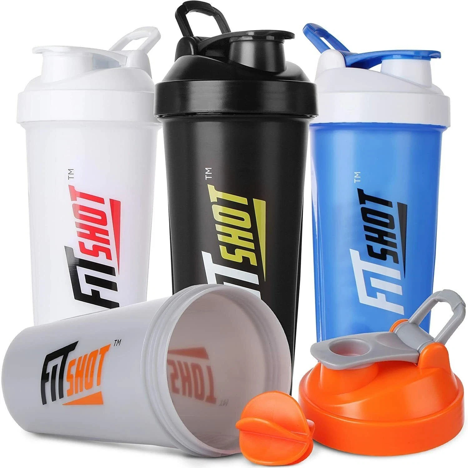 Protein Shaker Bottle 28 oz. 4 Bottles! Gym Workout Fitness Powder Mix Cup