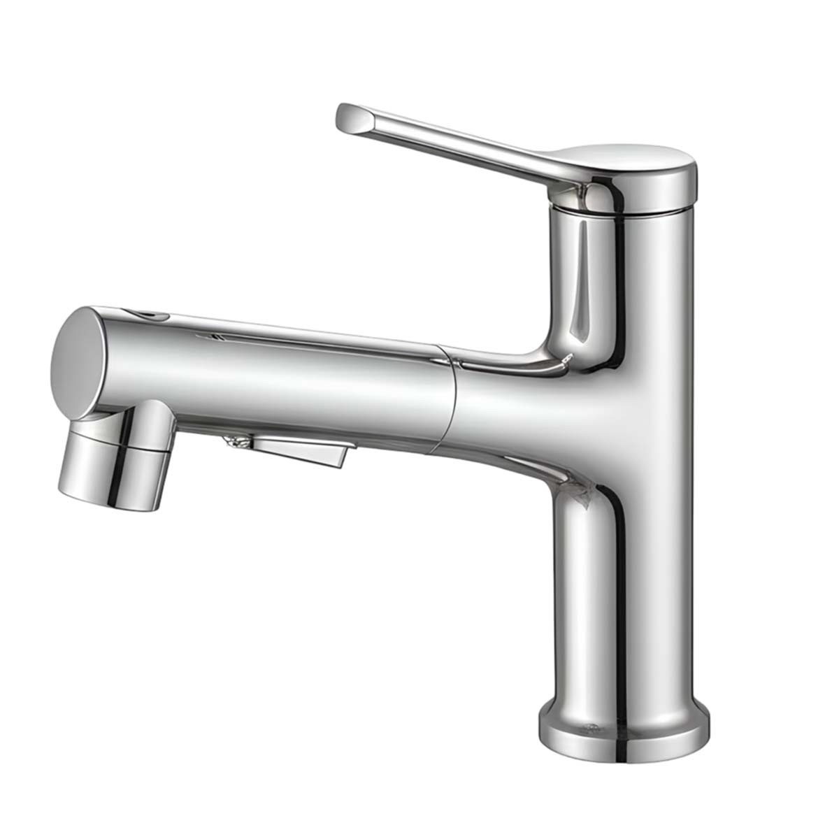 Robinet extensible Avizar avec douchette rotative et rince-bouche intégré en acier chromé
