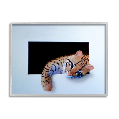 Baby Ocelot Cat Relaxing Paw Dark Mysterious Space, Design by Alan Weston
