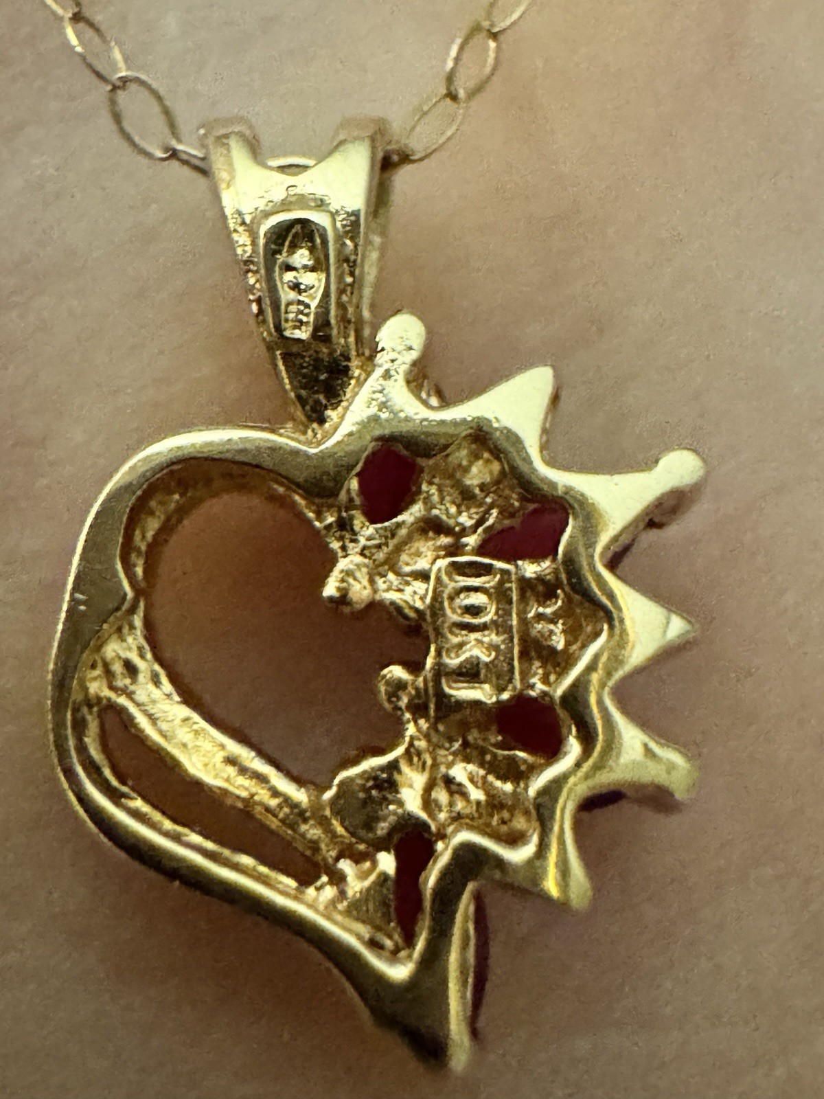 10K Solid Yellow Gold Heart Ruby Lady's Ladies Wo… - image 6