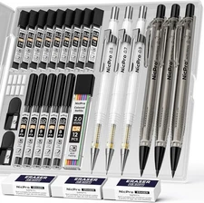 35PCS Art Mechanical Pencils Set, 3 PCS Metal Drafting Pencil 0.5 mm & 0.7 mm &