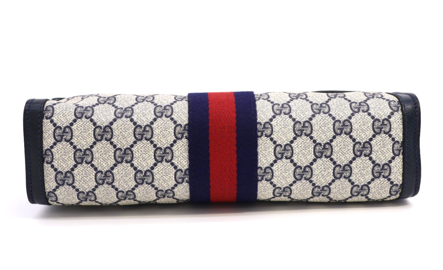 Gucci Vintage Clutch Bag Handbag Purse Sherry GG Supreme Navy Large Authentic thumbnail 7