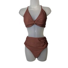 Zaful Women's Light Brown 2pc Twist Front High Waist Bikini Size 6