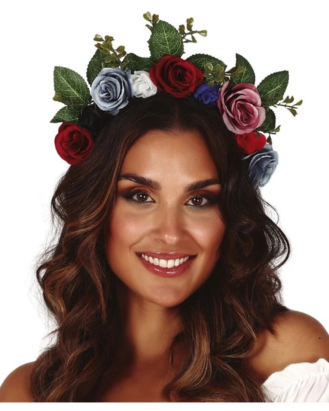 Blumen Haarreif Mit BläTtern Als KostüMzubehöR FüR Fasching & Halloween-image