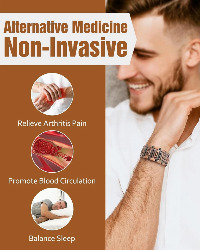 男士铜手链,3X 强力磁性手链 — 第 3/4 张图片