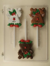 REINDEER FACE FRONT VIEW LOLLIPOP CHOCOLATE CANDY MOLD DIY CHRISTMAS