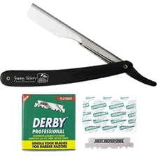 Razor Blades | Black & Silver | Straight Edge Razor | Derby Single Edge (1 Pc)