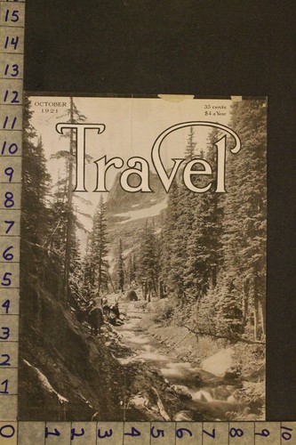 1921 ROCKY MOUNTAIN NATIONAL PARK HORSEBACK RIVER TRAVEL MAG ORIG COVER ART WA54