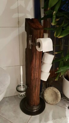 Klorollenhalter vintage Eichenbalken Shabby Unikat WC Klopapierhalter
