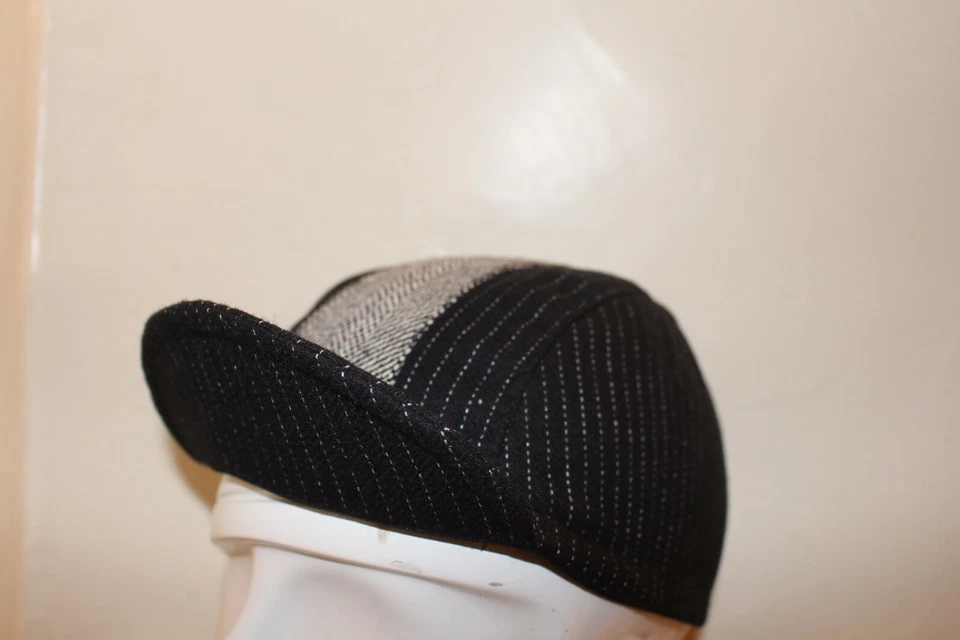 GORRA CICLISMO LANA NEGRA CON CORREA GRIS LANA HECHA A MANO EN EE. UU. S M L Foto 2 de 4