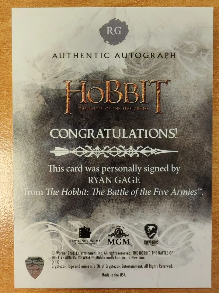 The Hobbit The Battle of the Five Army - Ryan Gage 饰 Alfrid 签名 RG — 第 2/2 张图片