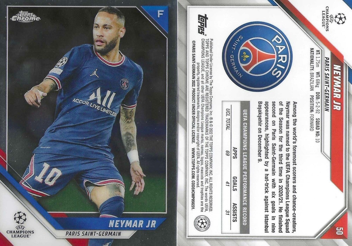 2021-22 Topps Chrome UCL Neymar Jr #50