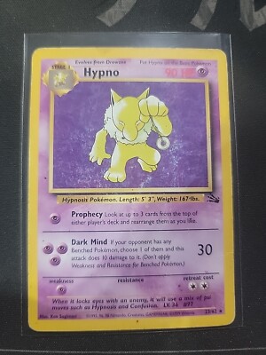 Hypno Non-Holo First Edition - Pokemon Fossil Set 23/62  (1999) Played Vintage