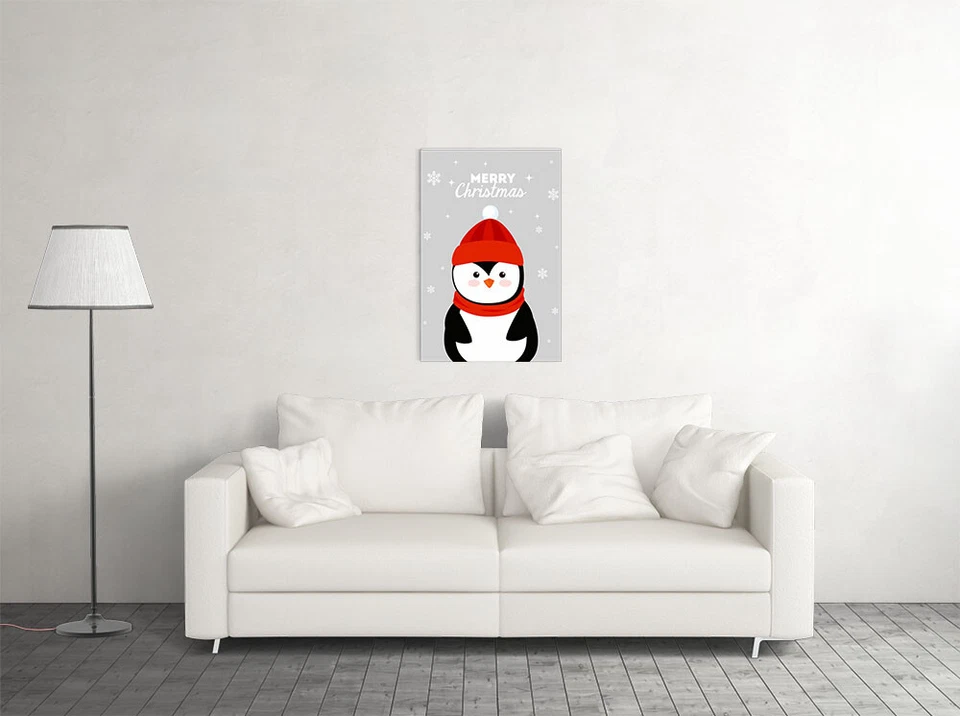 Quadro de Natal com estola de pinguim impressão arte de parede casa - POSTER 20x30 - Imagem 2 de 3