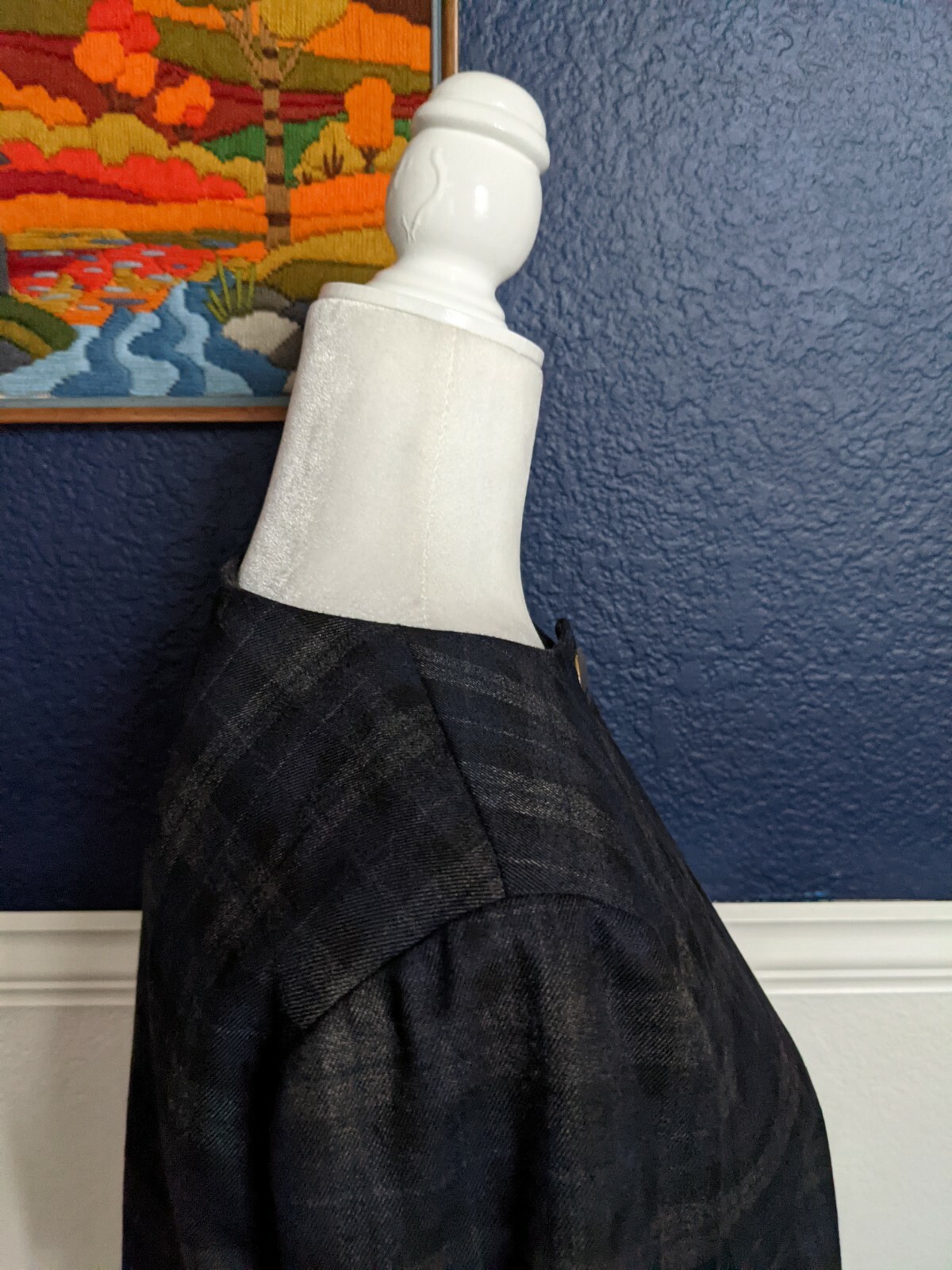 Zara Basic Collection Blue Plaid Bell Sleeve Jack… - image 4