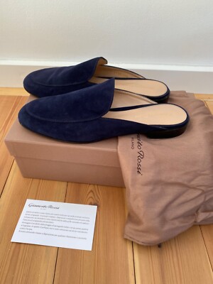 Gianvito Rossi Palau navy suede mules/ slip ons, size: 38,5