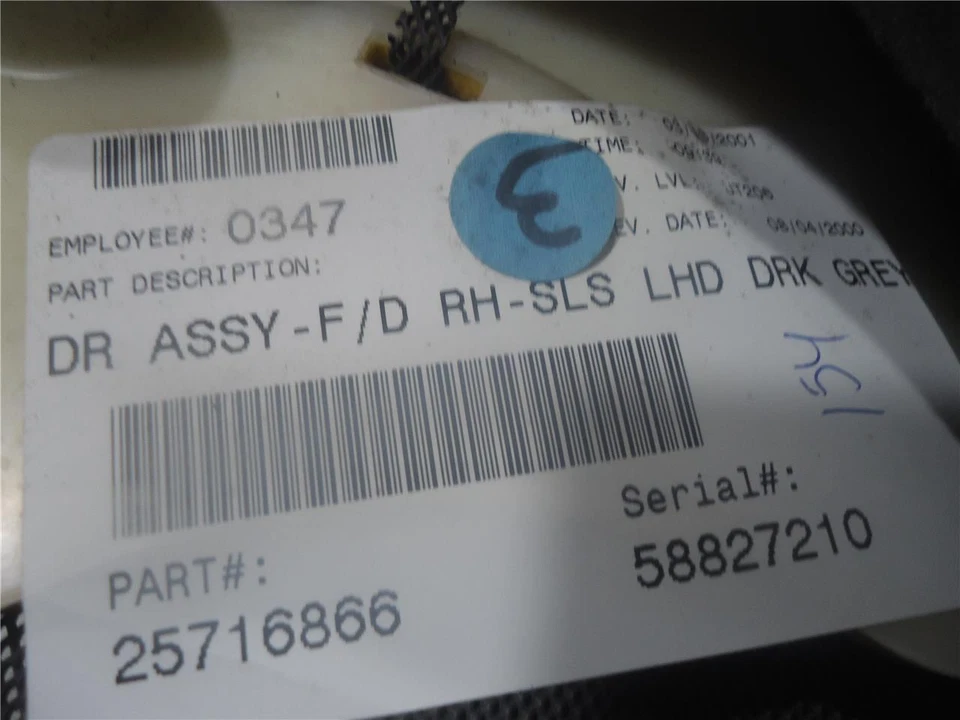 1999 2000 2001 2002 03 2004 CADILlAC SEVILLA PANEL DE PUERTA INTERIOR TRASERO DERECHO #588 Foto 4 de 4