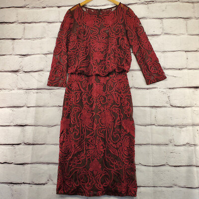 JS COLLECTIONS Sheath Dress Womens 8 Midi Embroidered Mesh Partially Lined  Zip | eBay