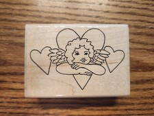 TRL Design Love Hearts Angel Cherub Valentine's Day Rubber Stamp