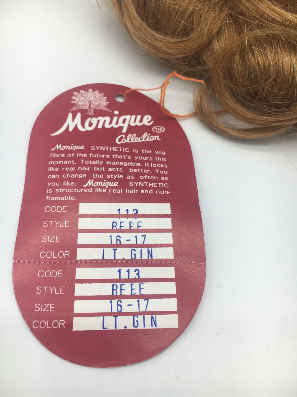 Vintage Monique Doll Wig 16-17 Bebe Light Gin Modacrylic 