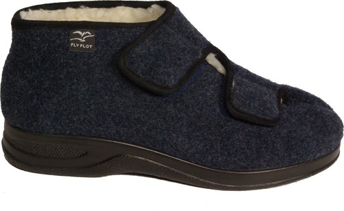 FLYFLOT Warme  Hausschuhe Blau Klettverschluss   NEU Schurwollfutter - Bild 1 von 5