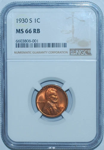 1930 S NGC MS66RB Red and Brown Lincoln Wheat Cent