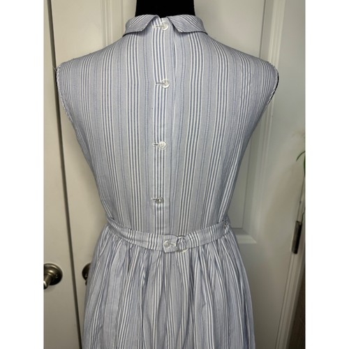 Vintage Girl's Blue/White Striped Peter Pan Collar Fit and Flare Dress size 14 - Picture 5 of 7