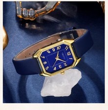 Ladies, girls rectangular Quartz watch. 3 colours . Faux leather strap .