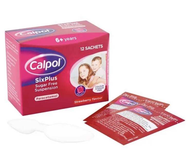 Calpol SixPlus Sugar Free Suspension Strawberry (12 x 5ml sachets