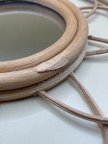 Vintage Boho Rattan round framed mirror natural wood 10”- 3.5”mirror Vietnam - Picture 12 of 16