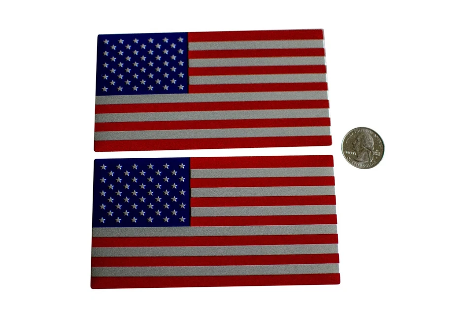 (2 PACK) 3D ALUMINIO Bandera Americana Pegatina Calcomanía Emblema 3M ENORME 5"x2.75" Foto 3 de 4