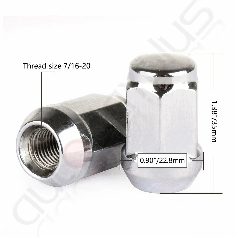 Хромированные зажимные гайки с резьбой Ptich 7/16-20 24 шт подходят для Chevrolet K10 Blazer - Изображение 2 из 4