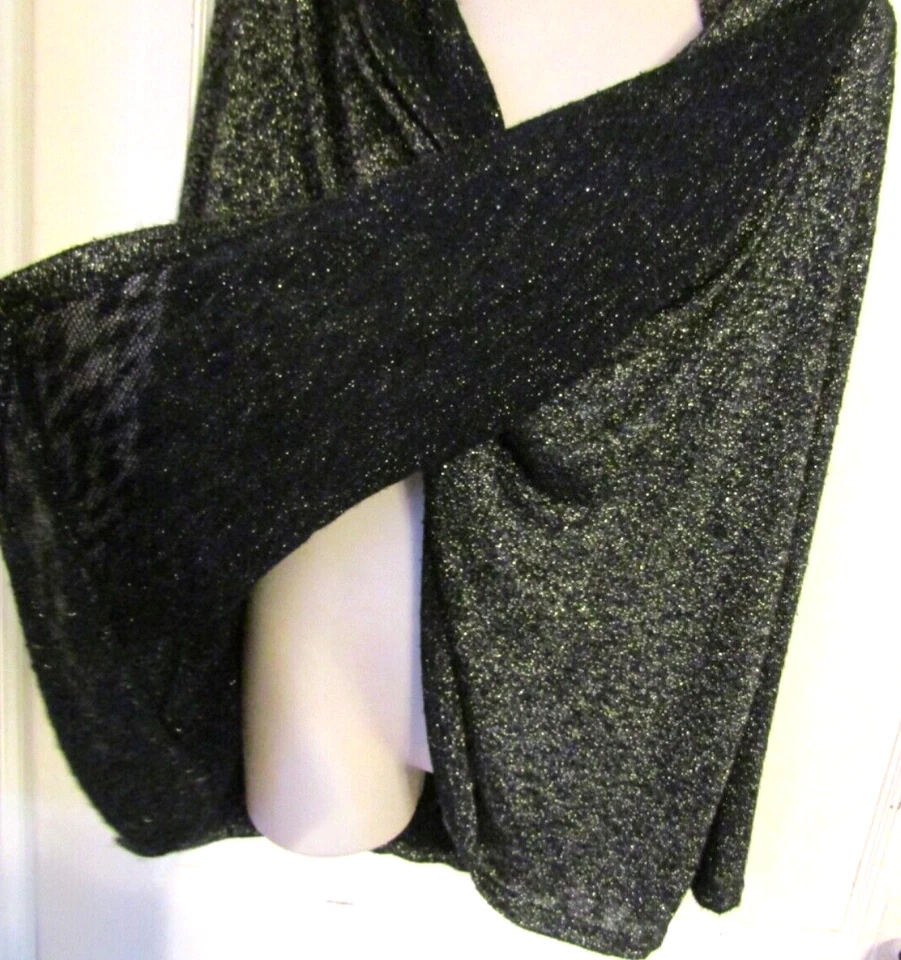 BANDOLINO NEGRO/ORO BRILLO L/S DRAPEADO ESCOTE JERSEY SUDADERA TOP M Foto 3 de 4