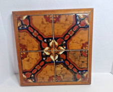 Vintage Trivet Glazed Ceramic Tile and Framed...