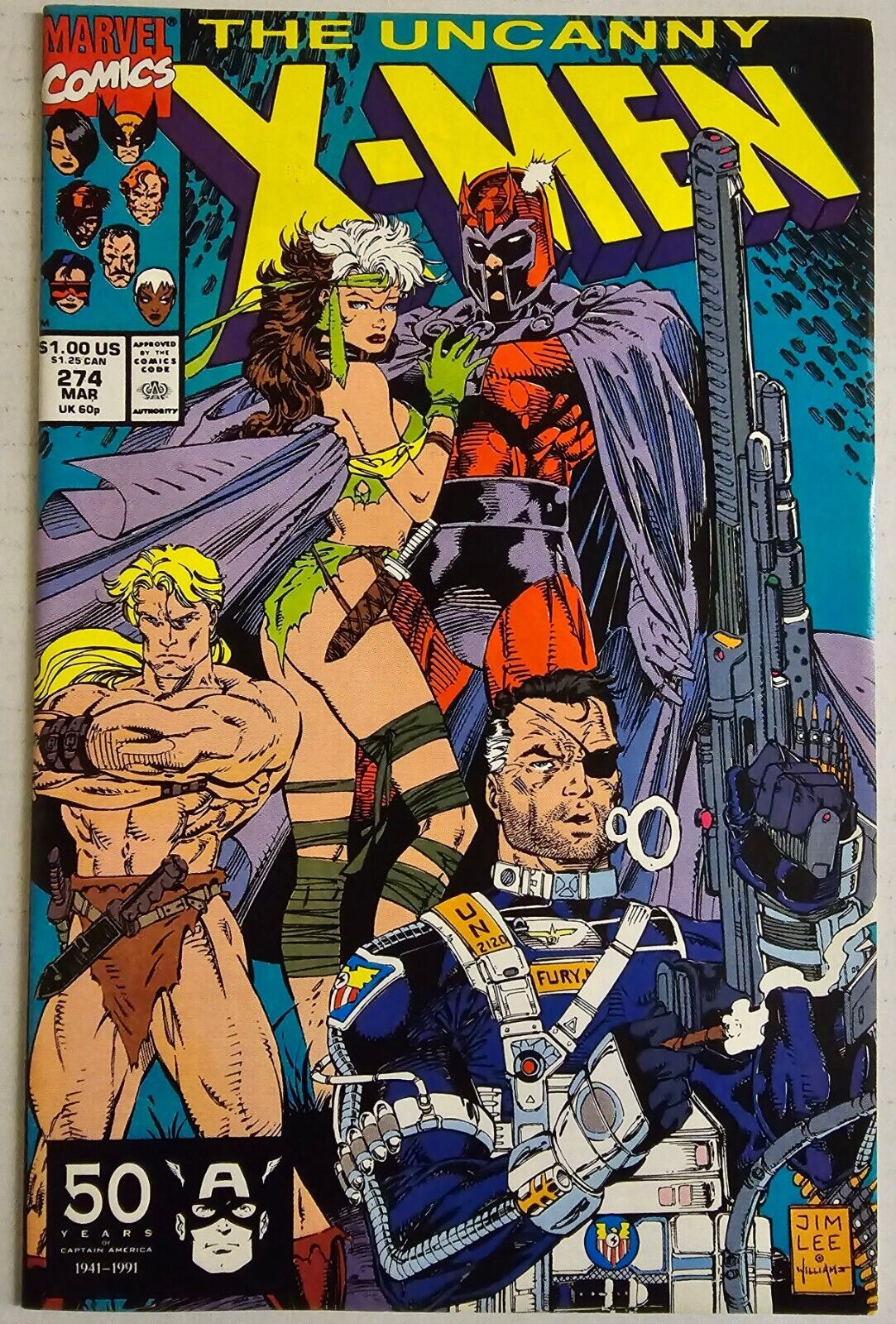The Uncanny X-Men #,274 Rogue, Magneto, Nick Fury, Wolverine, Jim Lee