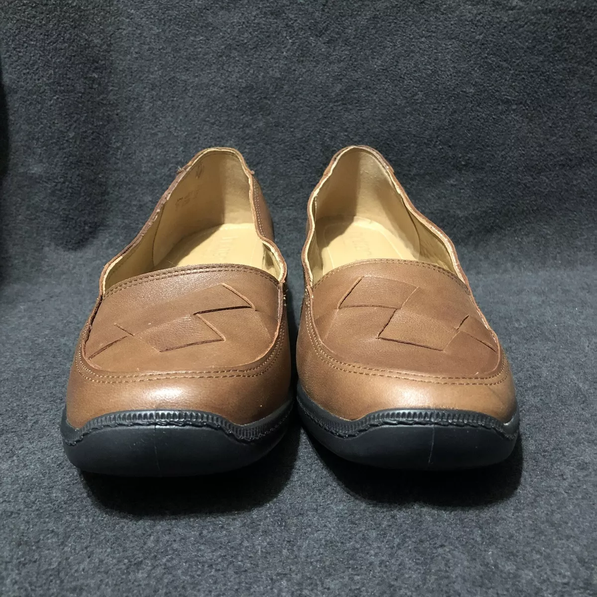 Hotter Shoes Womens Size 11 US Havana Brown Woven Leather Loafer
