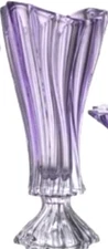 Crystal Glass Footed Vase 16 " Centerpiece  Purple color Flower Bohemian Crystal