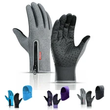 Winter Gloves Ski Gloves Mittens Thermal Gloves with Balaclava Hat for Men Women