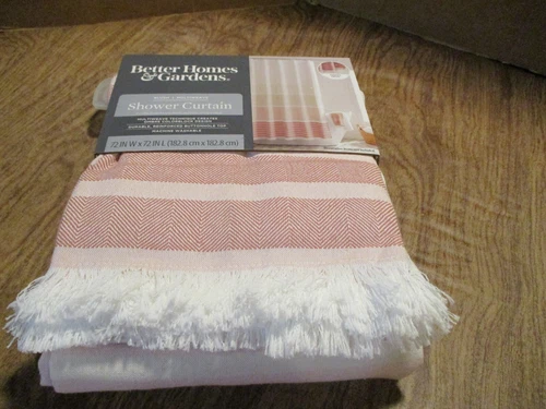 Better Homes & Gardens Blush Ombre Multiweave Shower Curtain 72" x 72" New